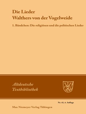 cover image of Die Lieder Walthers von der Vogelweide